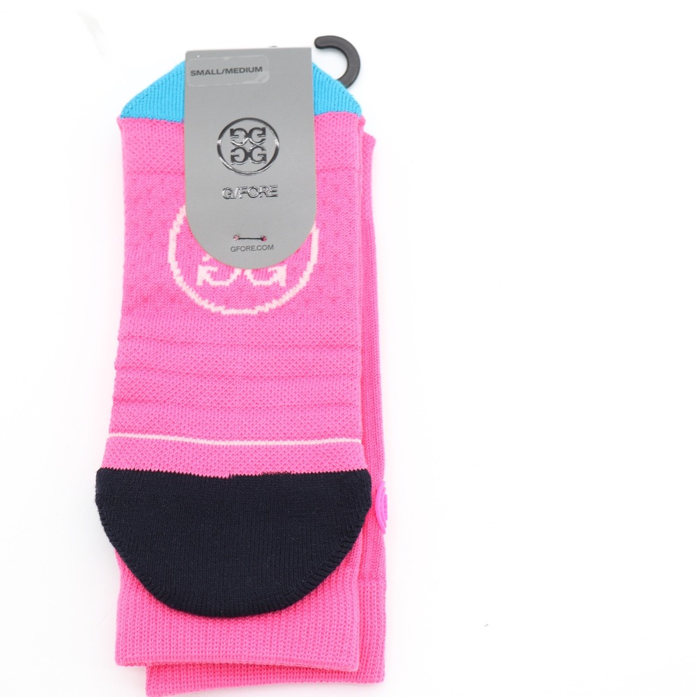 G/FORE Mens Pray For Birdies Crew Socks Knockout Pink Blue Size S/M